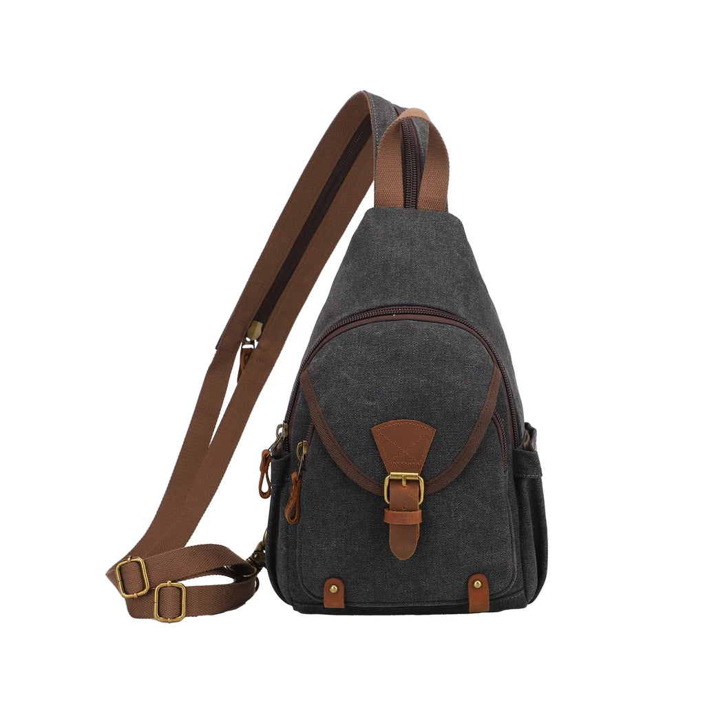 Canvas Sling Bag - Convertible Crossbody Chest Pack for Travel