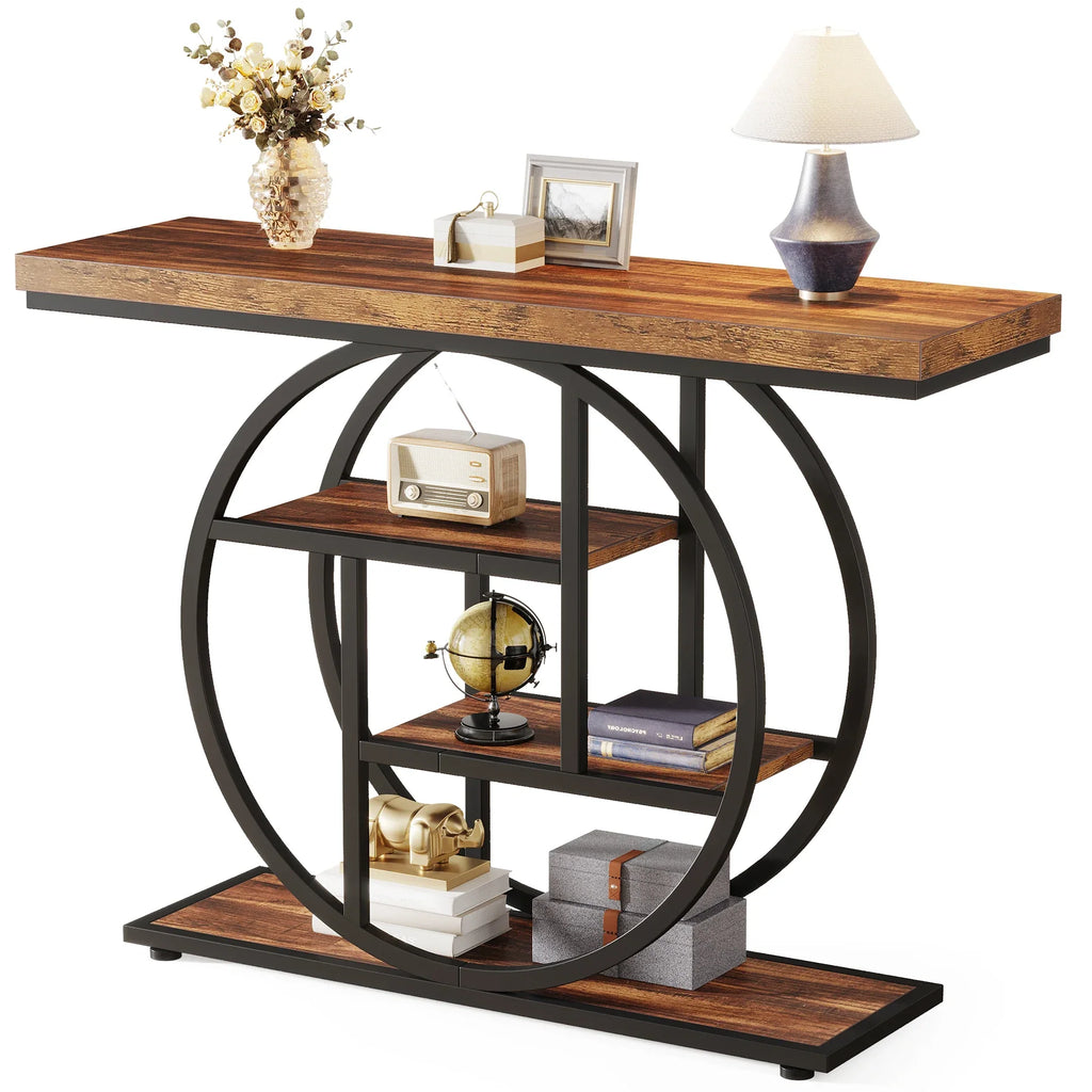 4-Tier Console Table - 41.3" Industrial Entryway Table for Living Room & Hallway