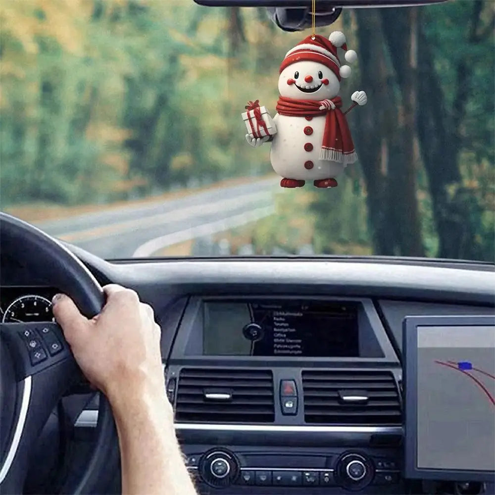Christmas Car Hanging Ornament - Cartoon Snowman Deer Pendant Decoration