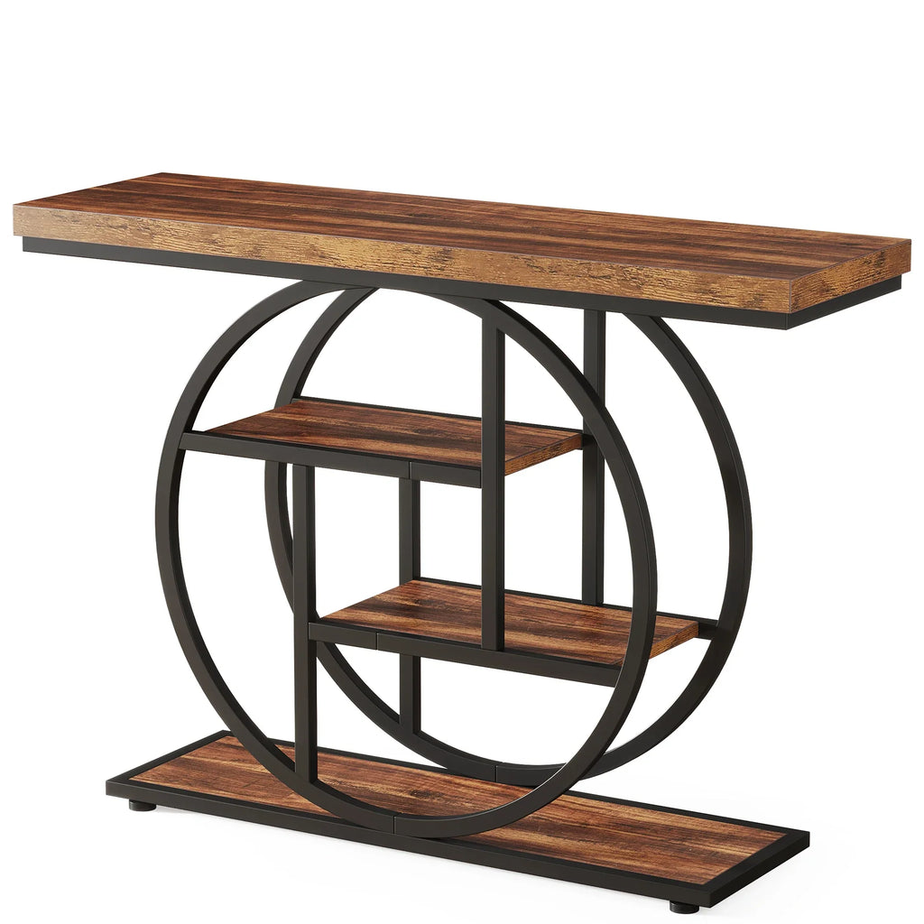4-Tier Console Table - 41.3" Industrial Entryway Table for Living Room & Hallway