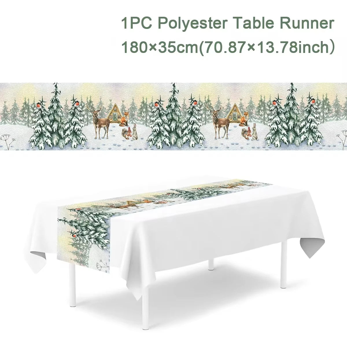 Christmas Table Runner - Merry Christmas Decorations Tablecloth 2024
