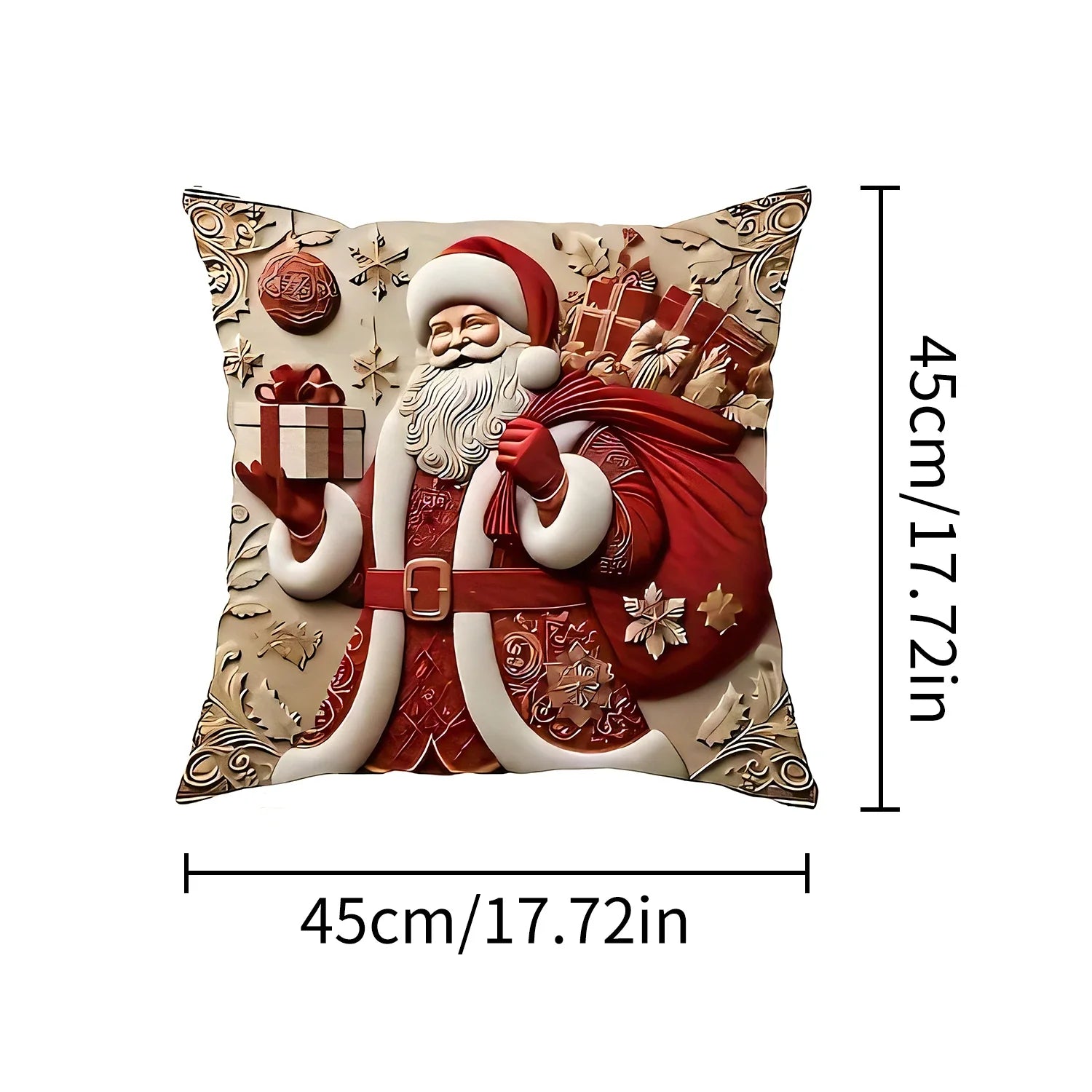 Christmas Pillow Cover - Santa Claus Holiday Throw Pillow Case
