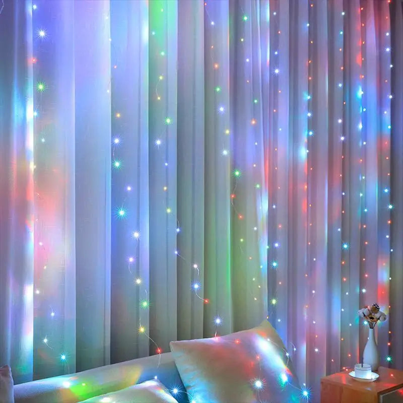 LED Curtain Fairy Lights - 3M x 1M 300 LED Warm White String Lights for Indoor & Outdoor Decor