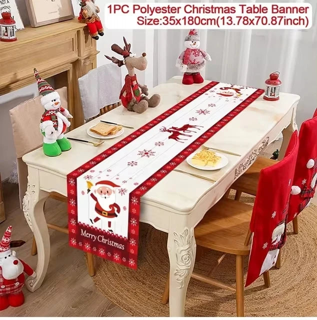 Christmas Table Runner - Merry Christmas Decorations Tablecloth 2024