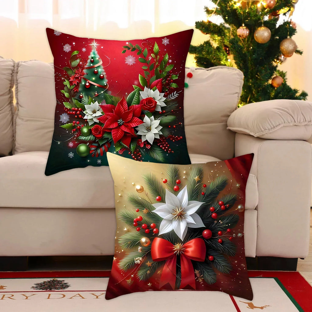 Christmas Pillow Cover - Santa Claus Holiday Throw Pillow Case