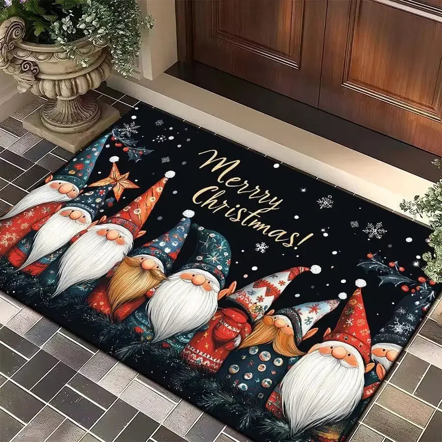 Christmas Door Mat - Merry Christmas Printed Welcome Mat for Indoor & Outdoor Entryway