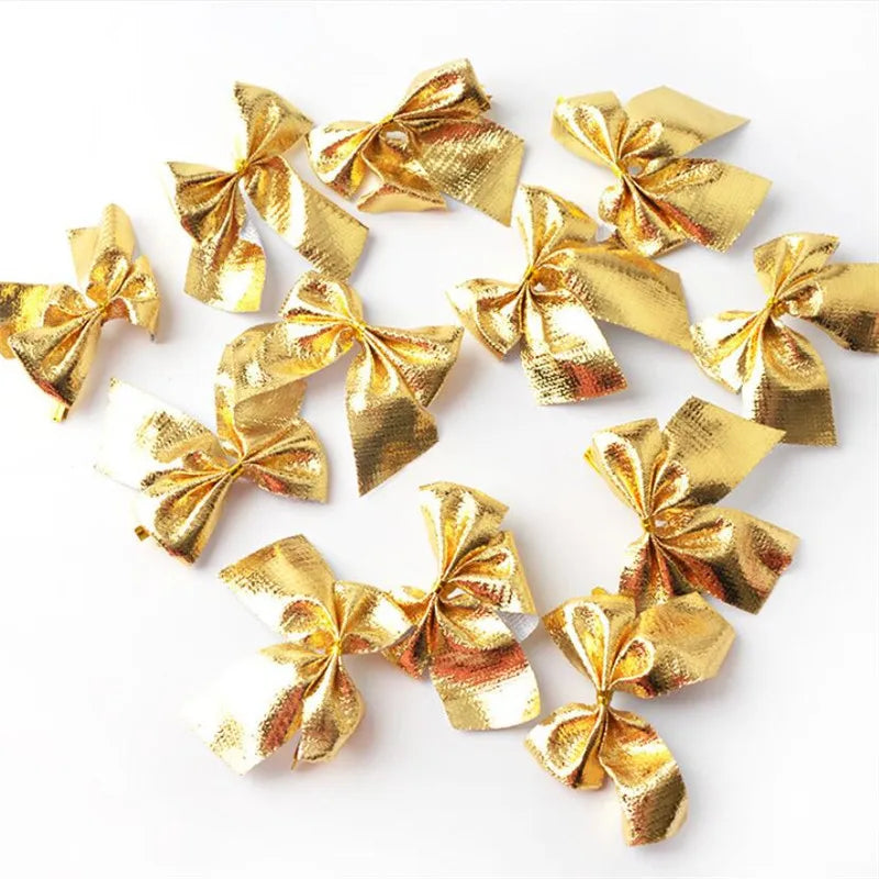 Christmas Tree Bow Ornaments - Large Decorative Ribbon Bows for Holiday Tree Decor
