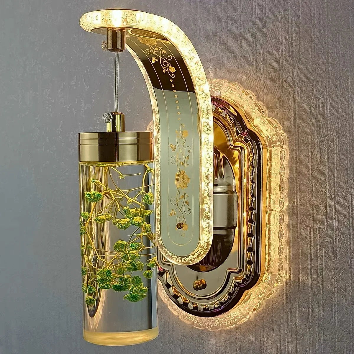 Amber Flower Table Lamp - LED Night Light with Adjustable Brightness for Bedroom & Living Room