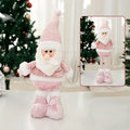Christmas Pink Doll with Sequined Telescopic Legs - Holiday Table Ornament