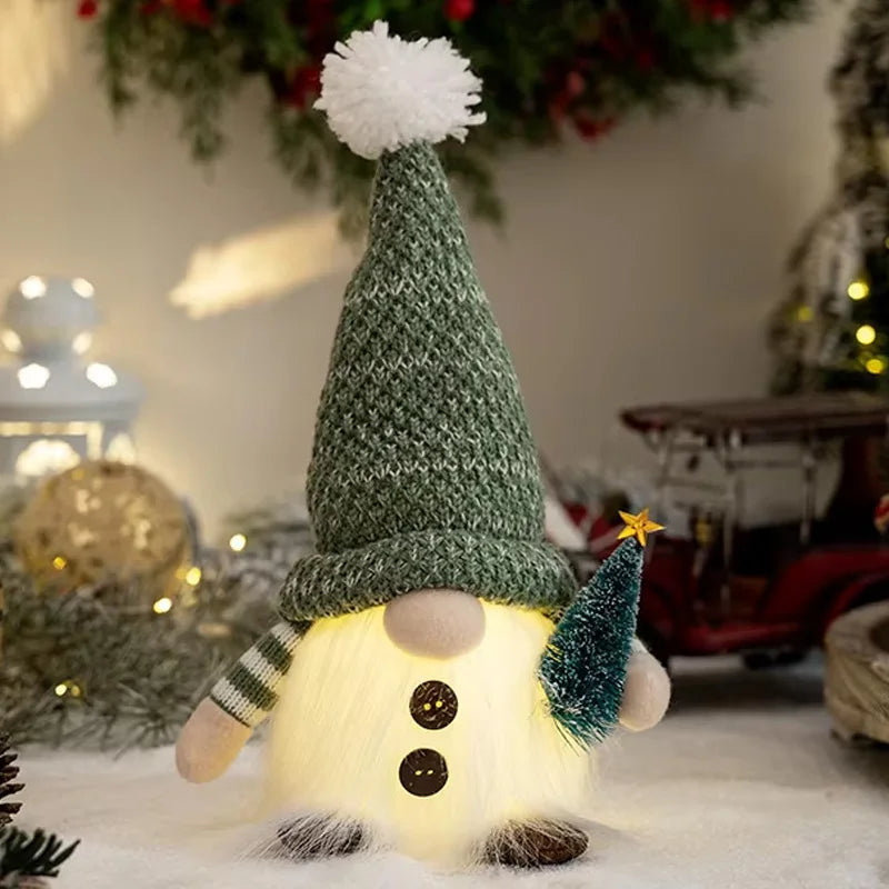 Light Up Christmas Gnome - Knitting Elf Plush Doll with LED Glow