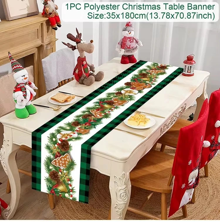 Christmas Table Runner - Merry Christmas Decorations Tablecloth 2024