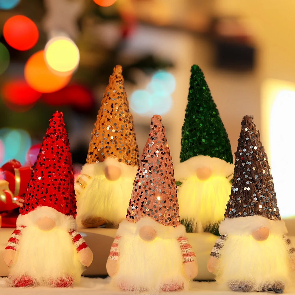 Light Up Christmas Gnome - Knitting Elf Plush Doll with LED Glow