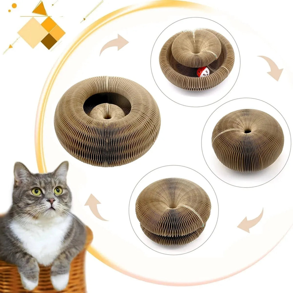 Cat Scratching Board - Round Corrugated Toy with Ball Track