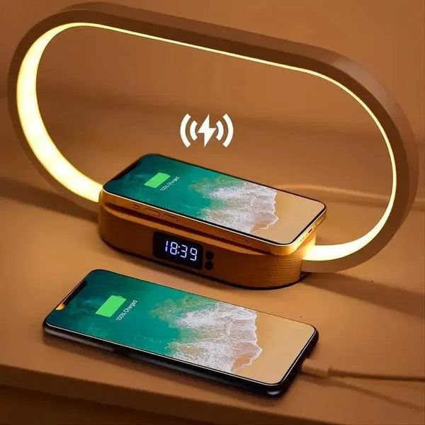 3-in-1 Wireless Charging Station - iPhone Charger with LED Lamp & Clock