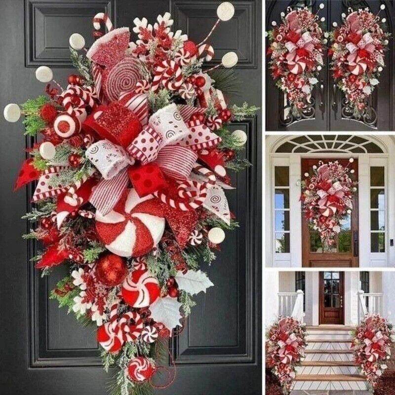 Christmas Wreath - Candy Cane Garland Door Decoration