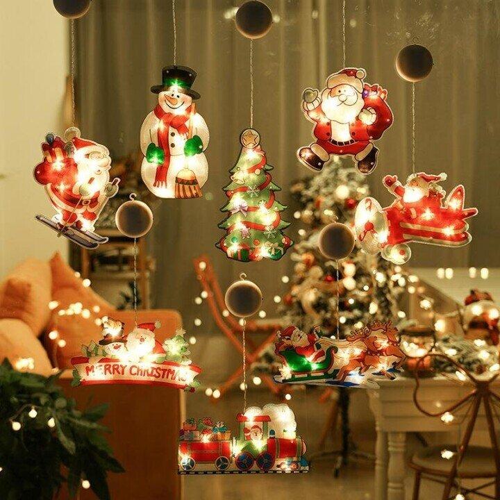 Christmas Window Hanging Lights - LED Suction Cup Star Lights for Holiday Window Decor