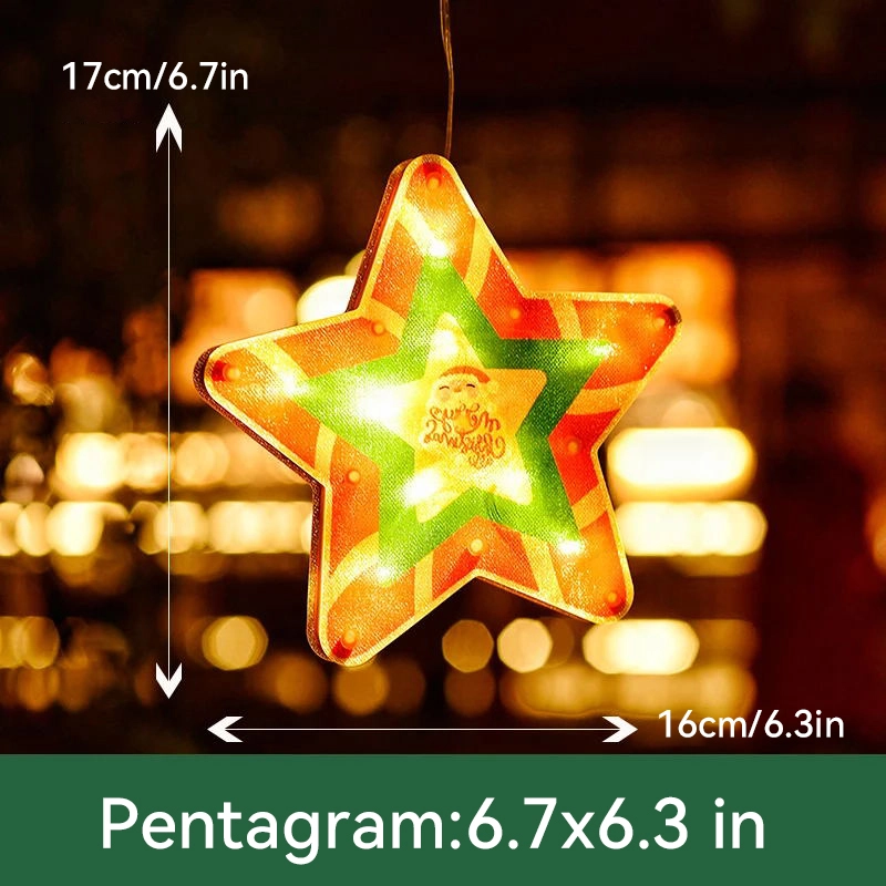 Christmas Window Hanging Lights - LED Suction Cup Star Lights for Holiday Window Decor